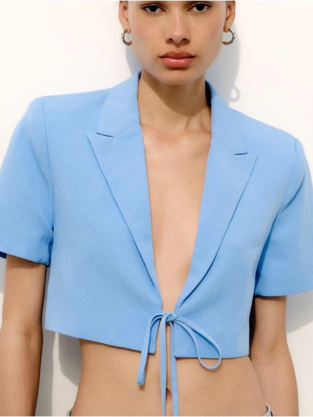 Zara tied short sleeve blazer NWOT